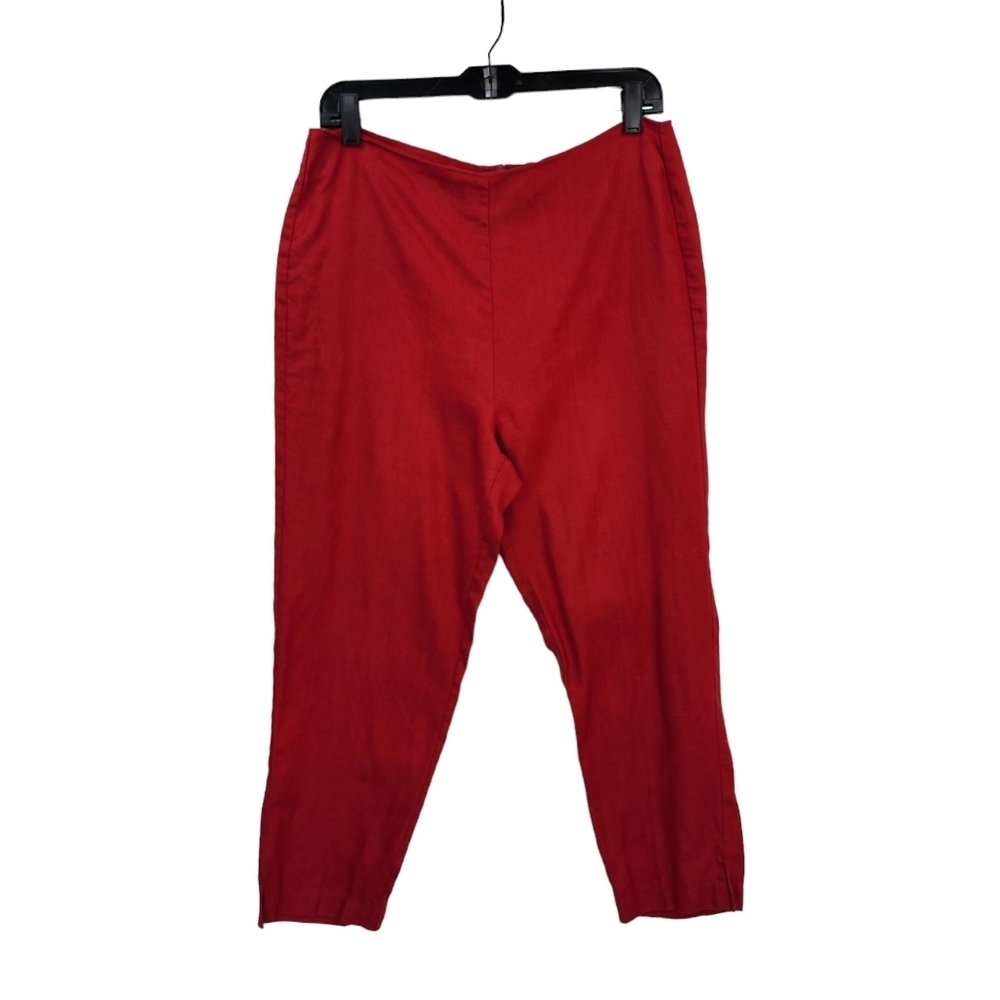 Lucy Pereda Women's 100% Linen Flat Front Crop Pants - 8